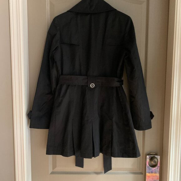 Via Spiga Black Trench Coat Small Timeless Quiet Luxury Classic - Picture 4 of 9